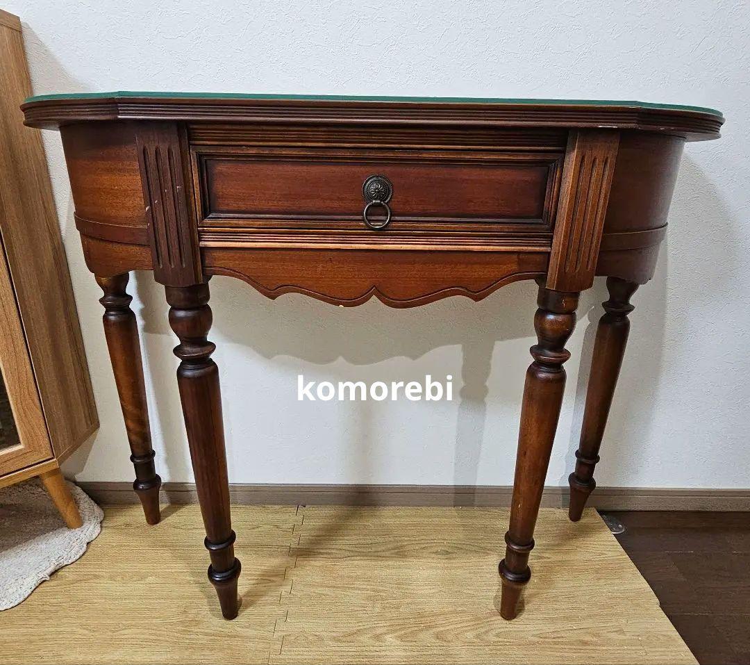 【引き取り限定】コンソールテーブル 引き出し アンティーク アンチーク ガラス付