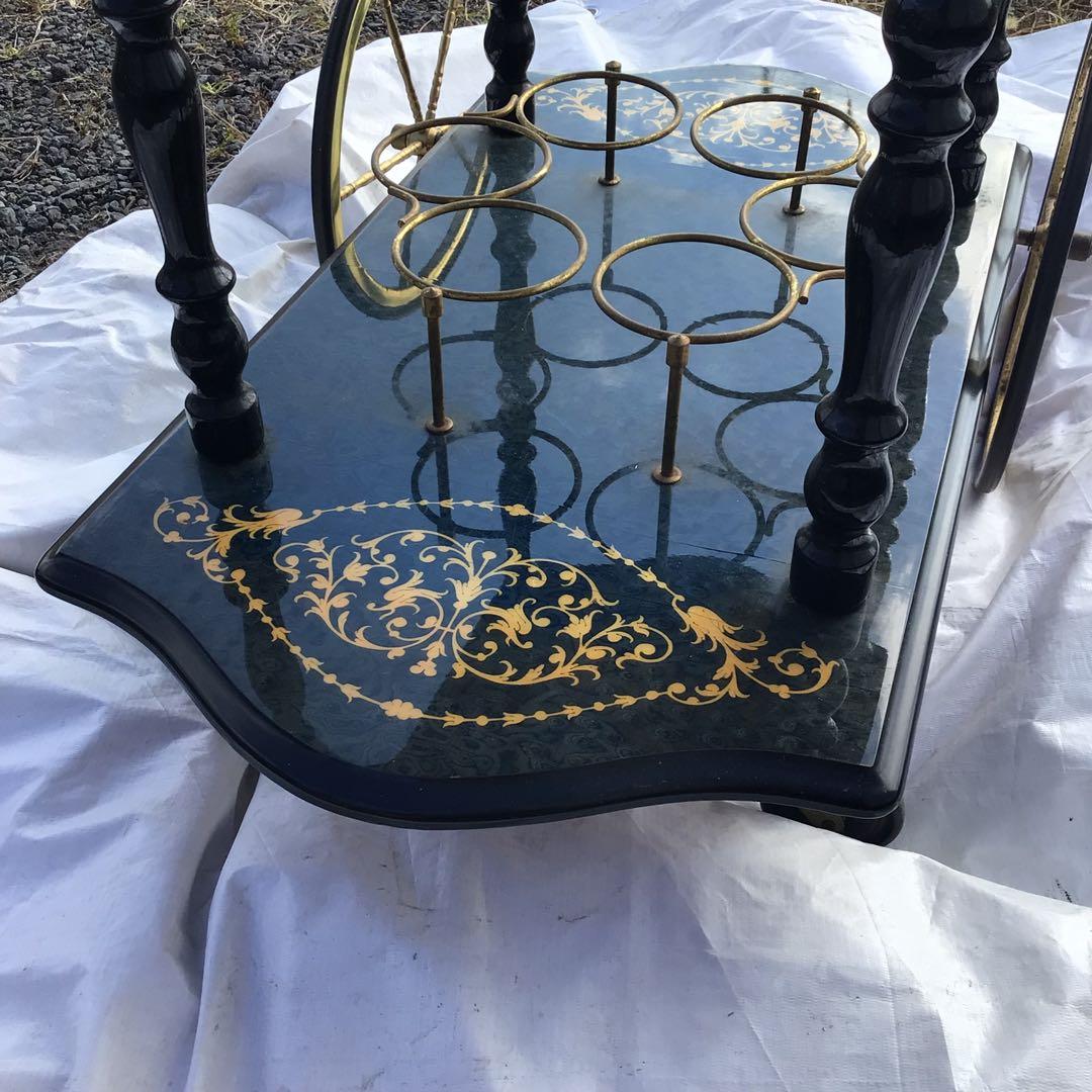 イタリア製 象嵌細工 キッチンワゴン キャスター付 キッチン収納　カート