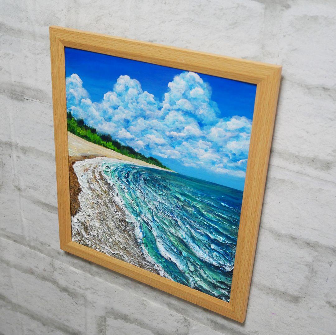 油絵 油彩 油彩画 絵 絵画【真夏の海と砂浜】