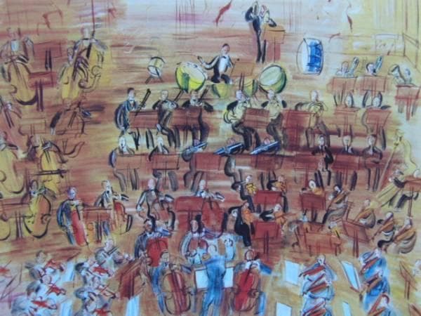 ラウル・デュフィ、オーケストラ、希少な額装用画集より、新品高級額装付