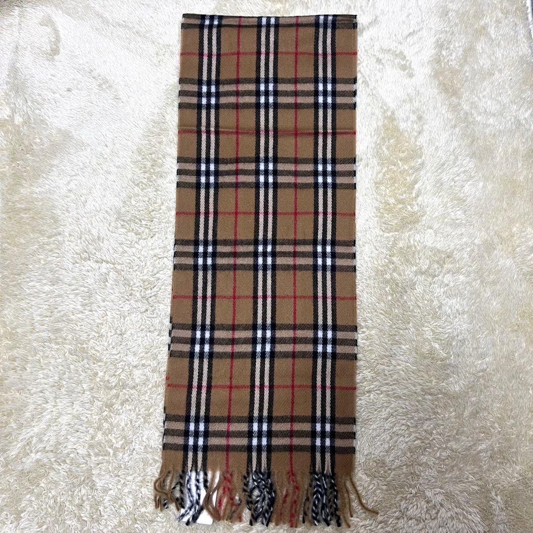【タグ付未使用】バーバリー ノバチェック マフラー ラムウール 英国製 ベージュ