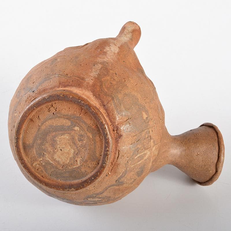 煎茶道具　萬古焼　古稀一光作　手捻　横手急須　茶壷　D　R5471