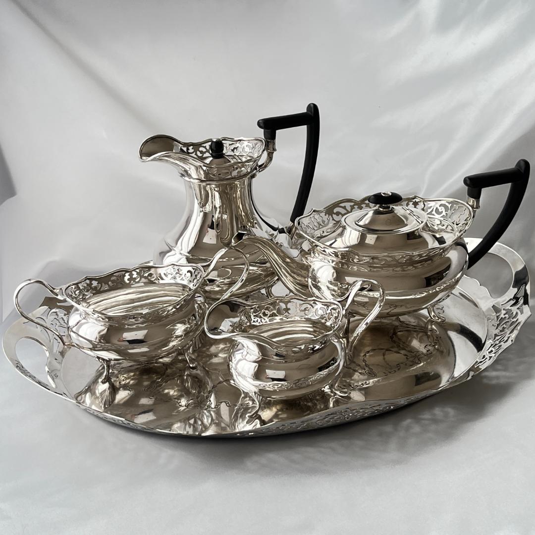 【Watson & Gillott】透かしのティーサービス 5点　トレー