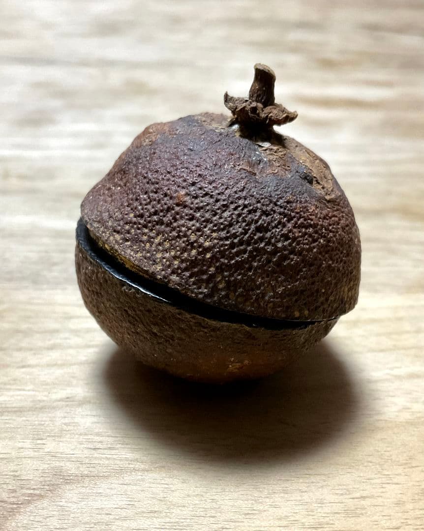 【珍品】市川銕琅　宗旦好 橙香合　金箔塗　茶道具　市川銕琅書箱　花押あり