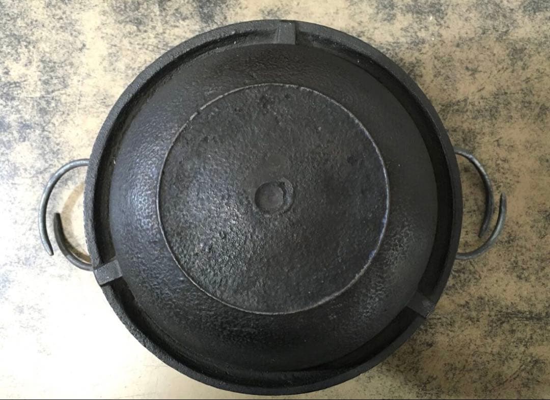 鉄釜 鉄耳環 風炉　灰付 茶道具 共箱付