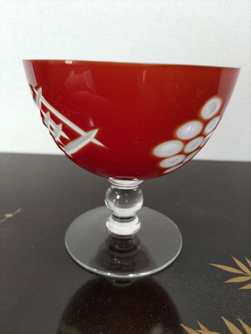 期間限定　大幅値引き中　　　氷コップ　大正ロマン　乳白金赤被せ切子