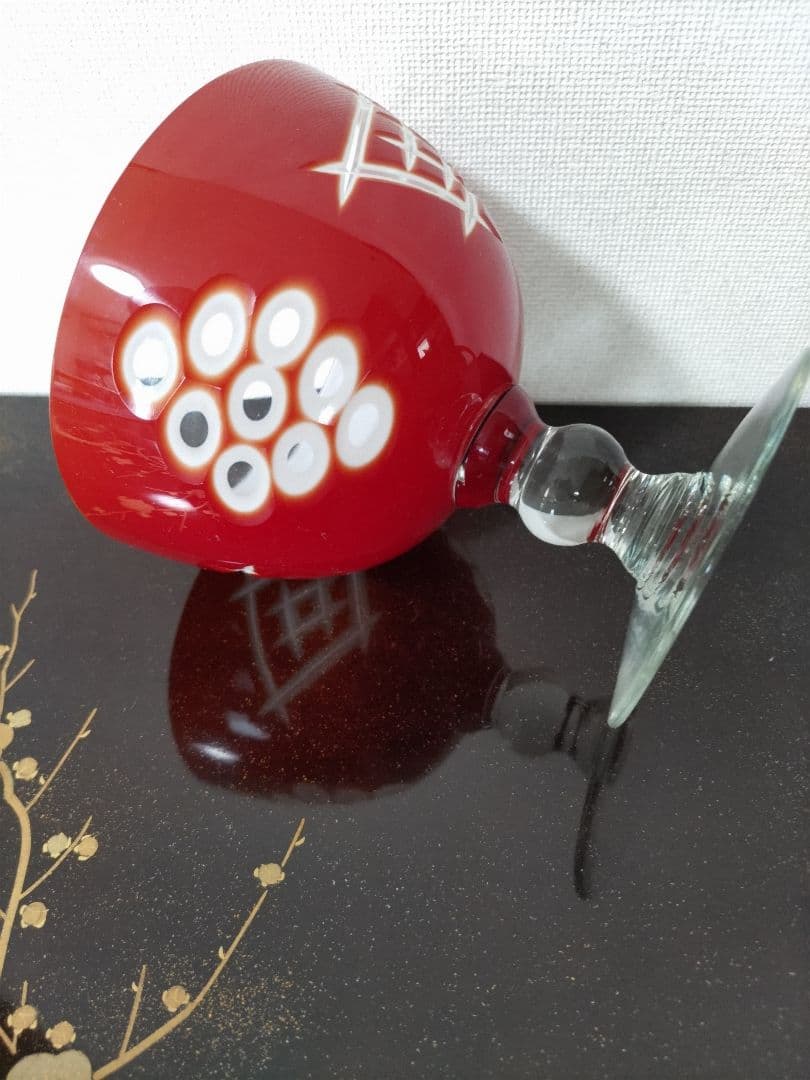 期間限定　大幅値引き中　　　氷コップ　大正ロマン　乳白金赤被せ切子