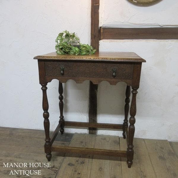 イギリス アンティーク 家具 ホールテーブル コンソール 花台 木製 6278d