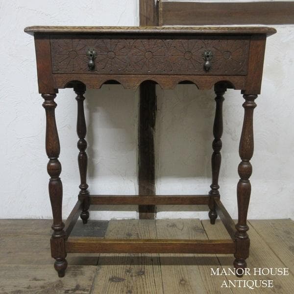 イギリス アンティーク 家具 ホールテーブル コンソール 花台 木製 6278d