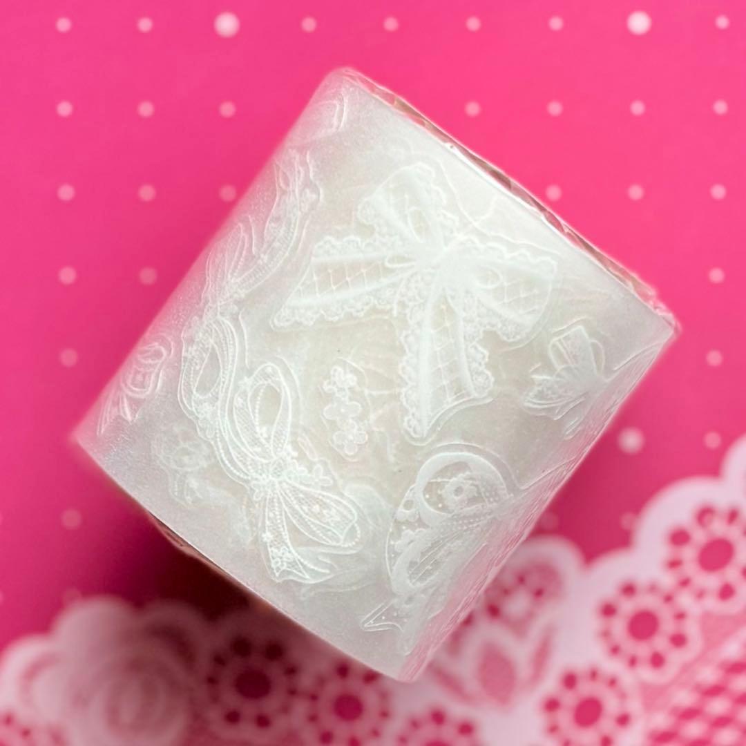 闪砂 蕾丝蝴蝶结-白 5cmx5m 海外マスキングテープ　海外マステ　リボン
