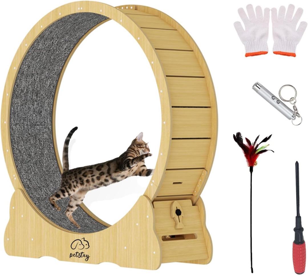 ✨人気✨キャットホイール 猫 回し車 木製 直径110cm 大型猫 活発な猫