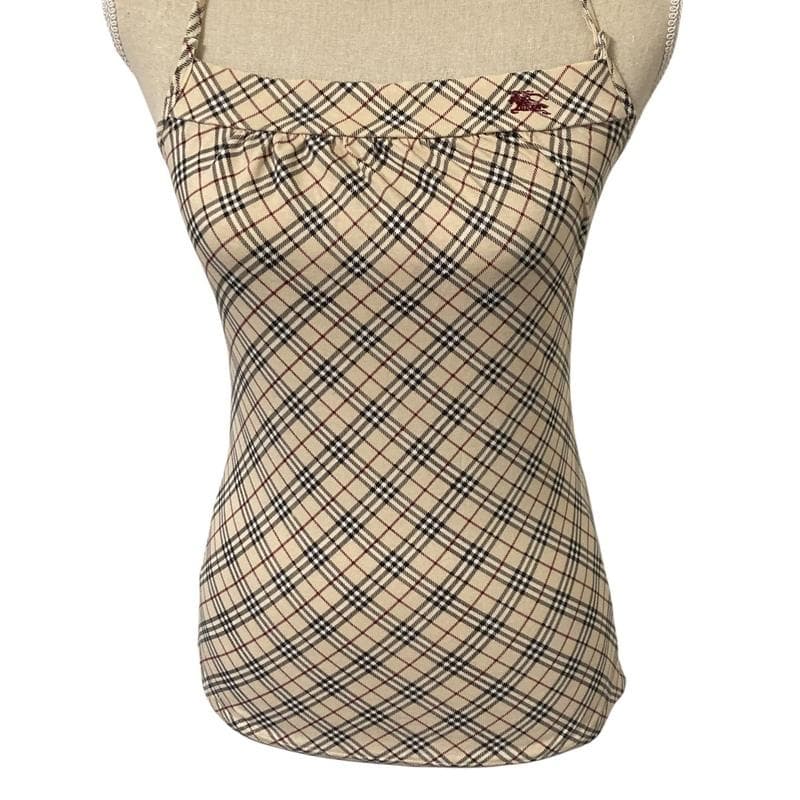 【高級】Burberry キャミソール ノバチェック ホースロゴ 刺繍 38