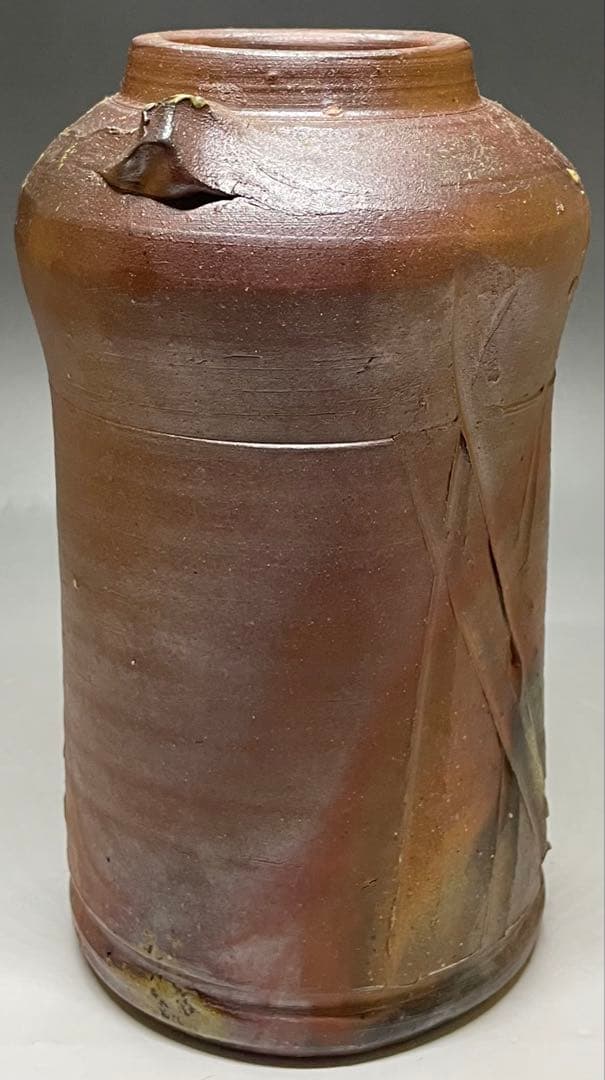 人間国宝　藤原雄　備前花入　耳付花入　備前焼　共箱　共布　栞　P5