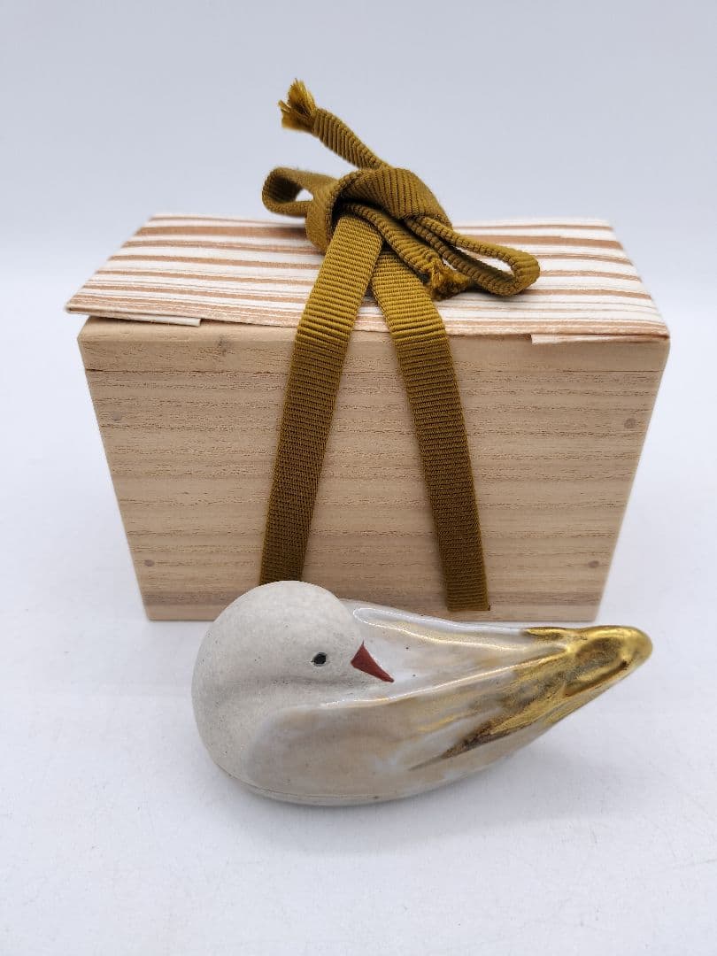 c637 香合 善所焼 都鳥 淡海陽炎園 木箱 茶道具 古物