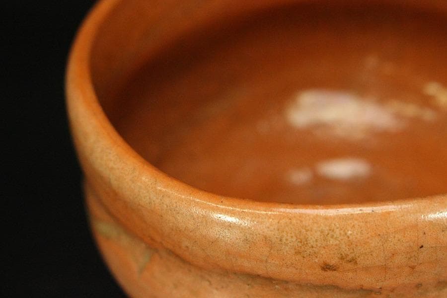 茶道具 小川長楽作 赤楽茶碗 在印 保証(LC721)