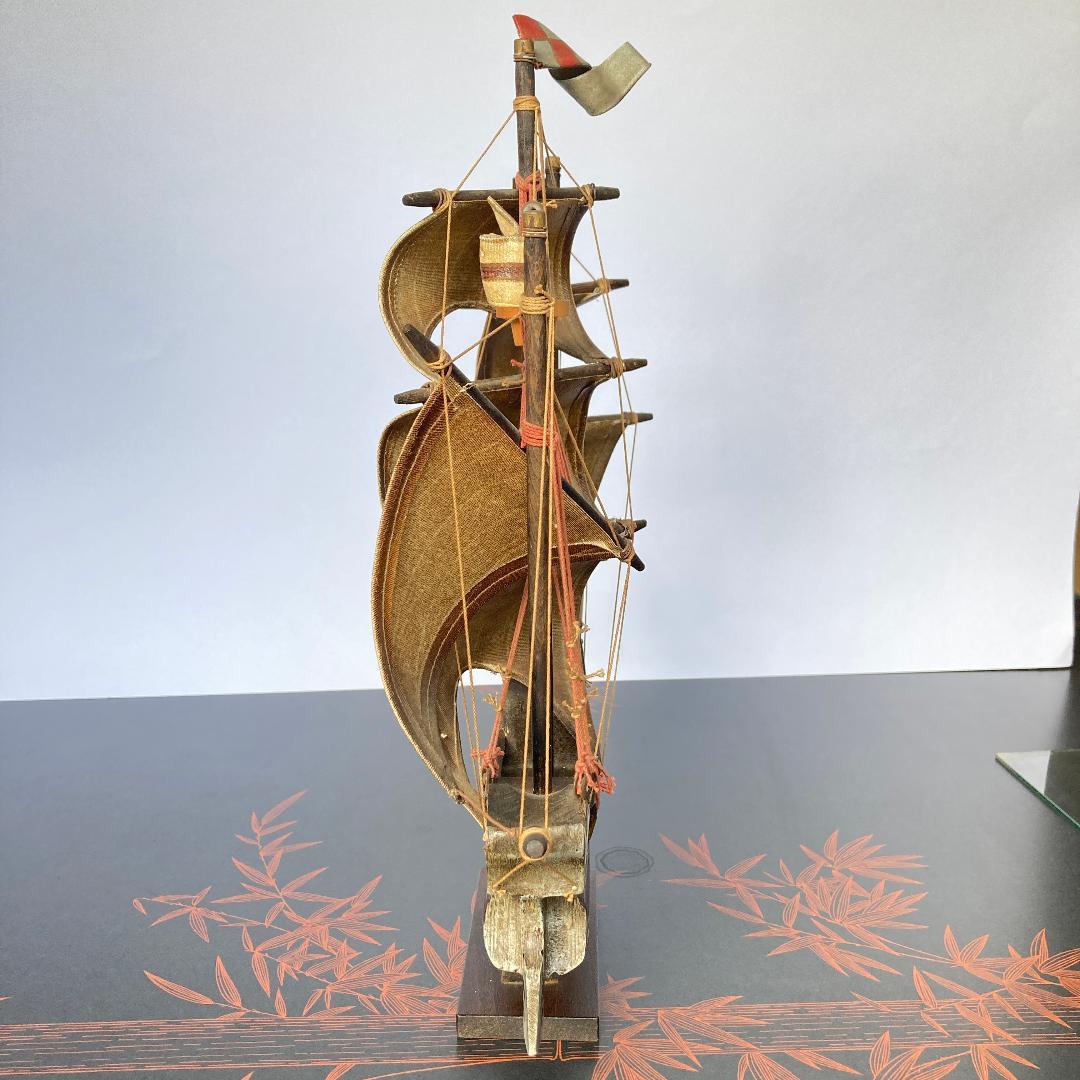 木製 スペイン 船 模型 ガラスケース　付