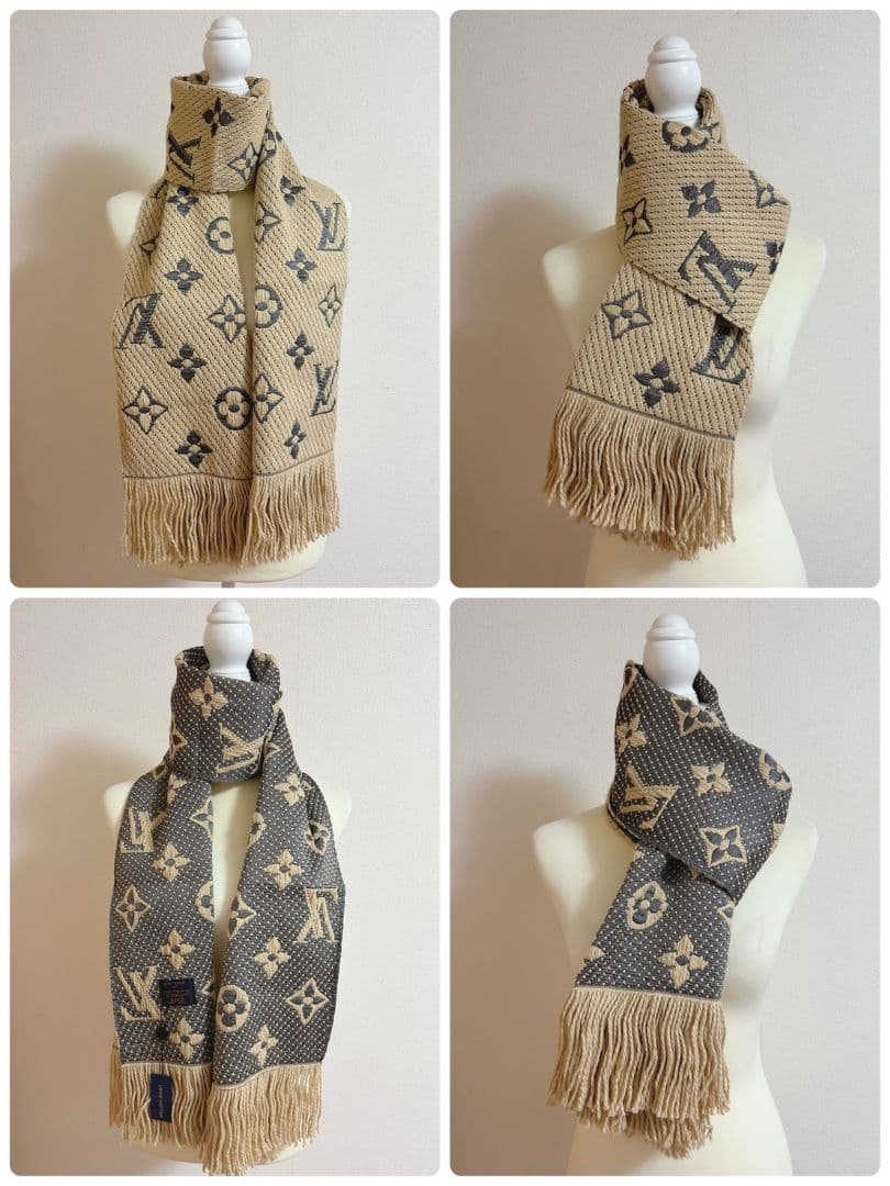 マフラーベージュモノグラムロゴLVノベルティ