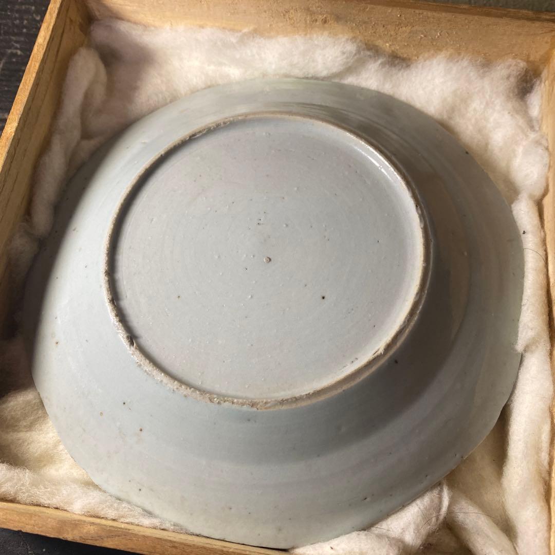 中国山水図染付皿19cm【桐箱付】