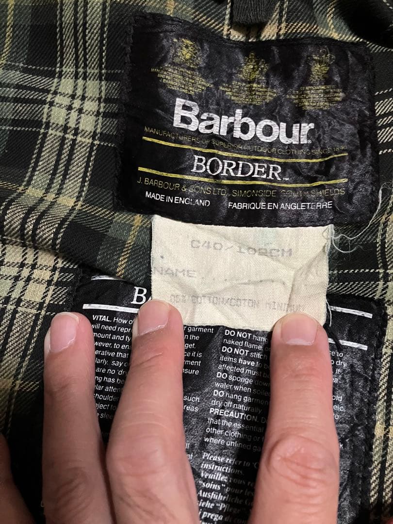 ケ*ン様 Barbour borderボーダー　40 L セージ　グリーン　リプ