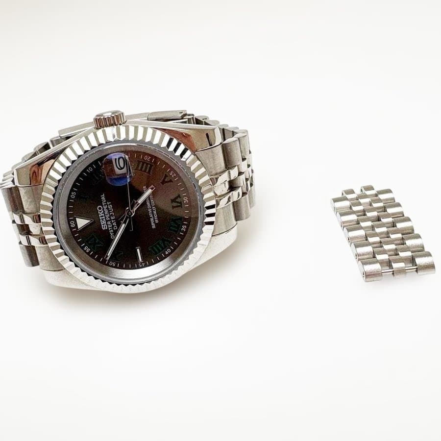 MOD NH35A 自動巻 腕時計 デイトジャストタイプ ガンメタ グリーン