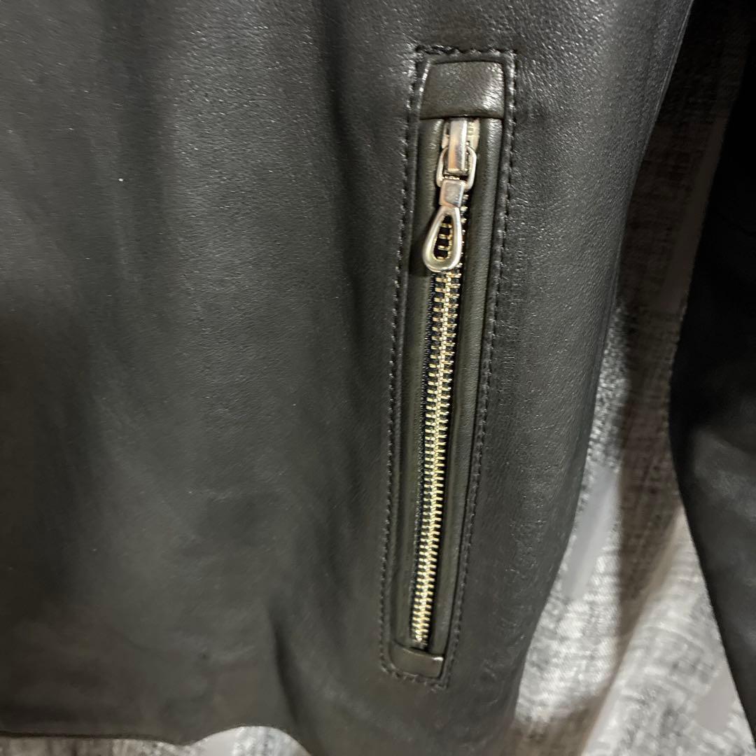 5351プールオム　シングルライダースジャケット　サイズ46 ブラック　シープ