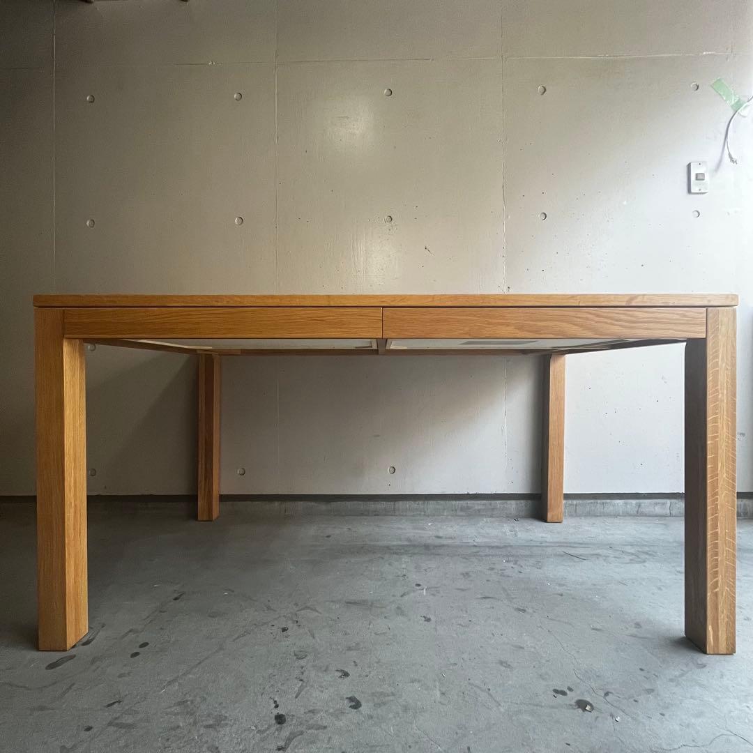 おすしファン★無印 無垢材ダイニングテーブル（引出付）・オーク材