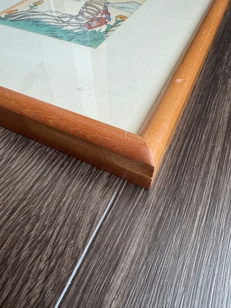 竹久夢二 女性の肖像 木製フレーム 額220x275 絵90x130mm