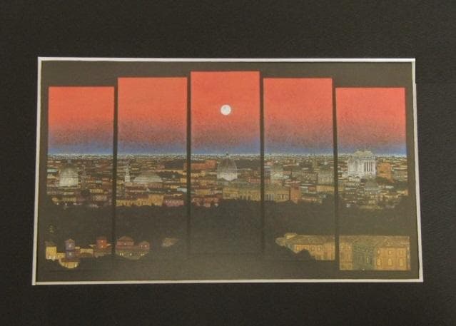 柳沢正人、【黎明ローマ】、希少な額装用画集より、新品額装付