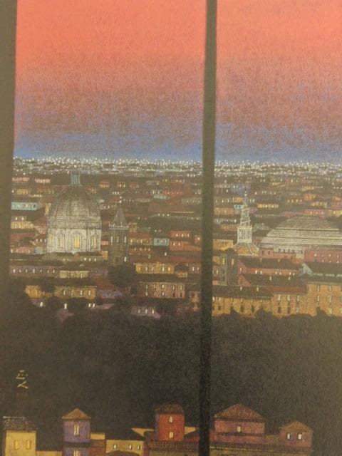 柳沢正人、【黎明ローマ】、希少な額装用画集より、新品額装付