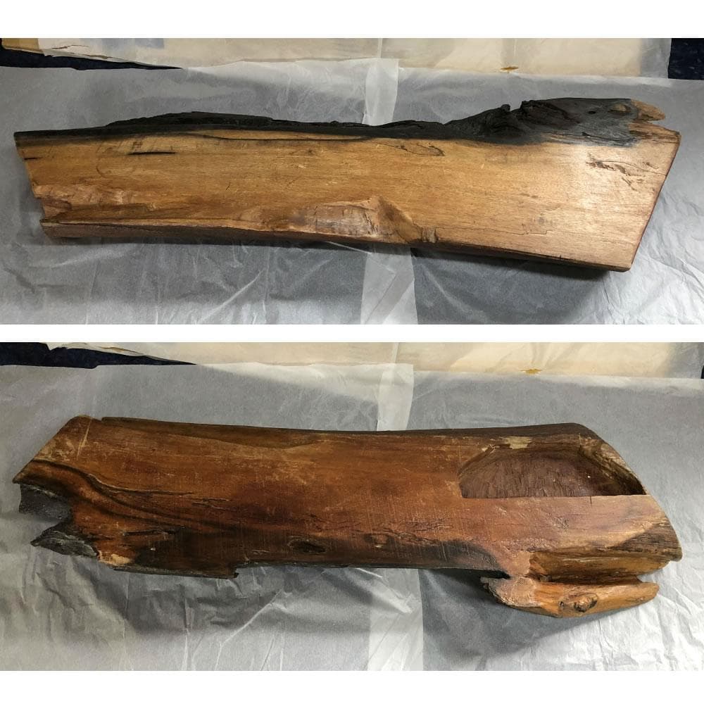 c954 黒柿 古材 板 長さ90cm 厚み8cm クロガキ 敷板 花台 盆栽台