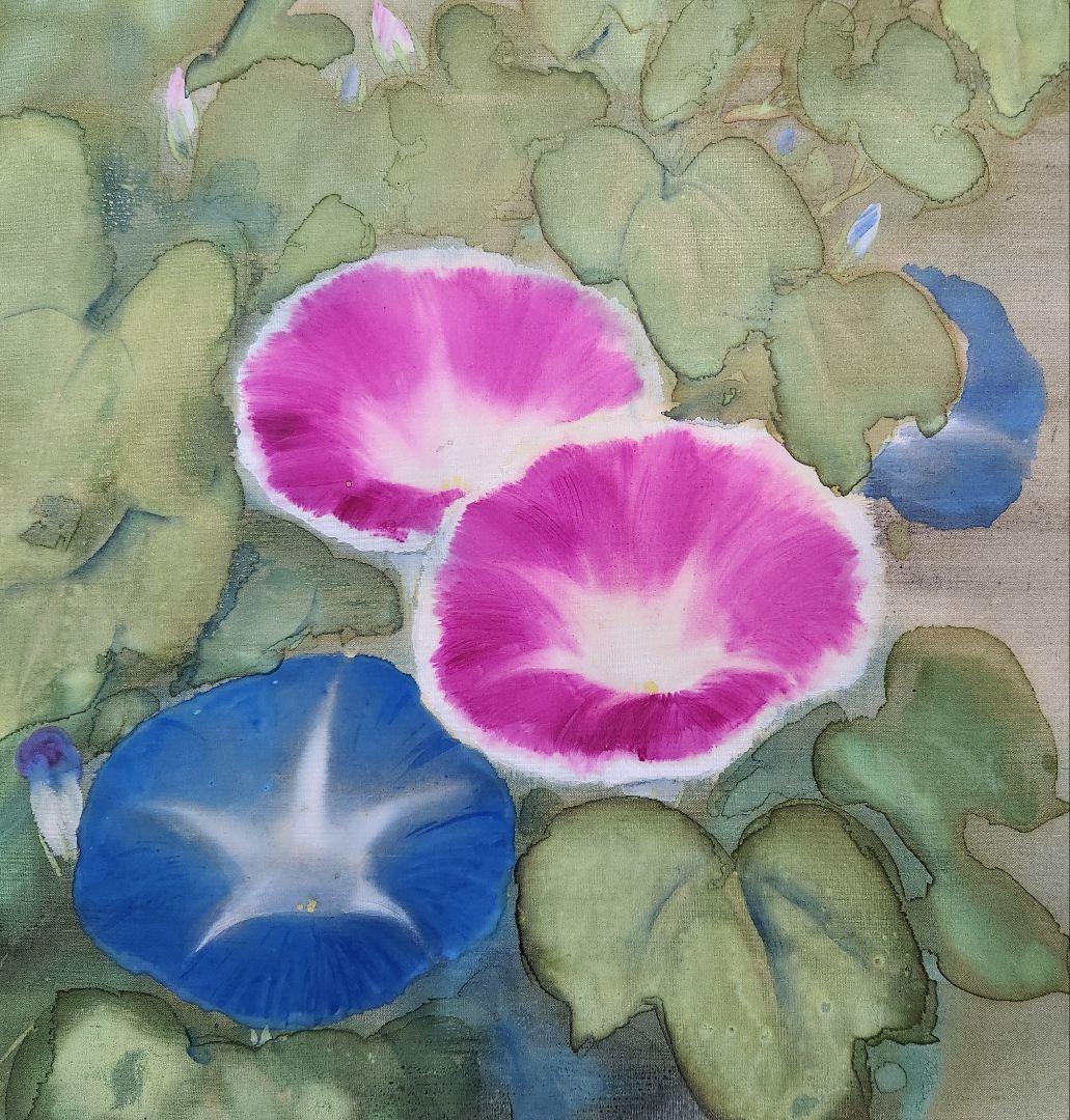 【朝顔図】山元春汀 2634 アサガオ 掛け軸　肉筆