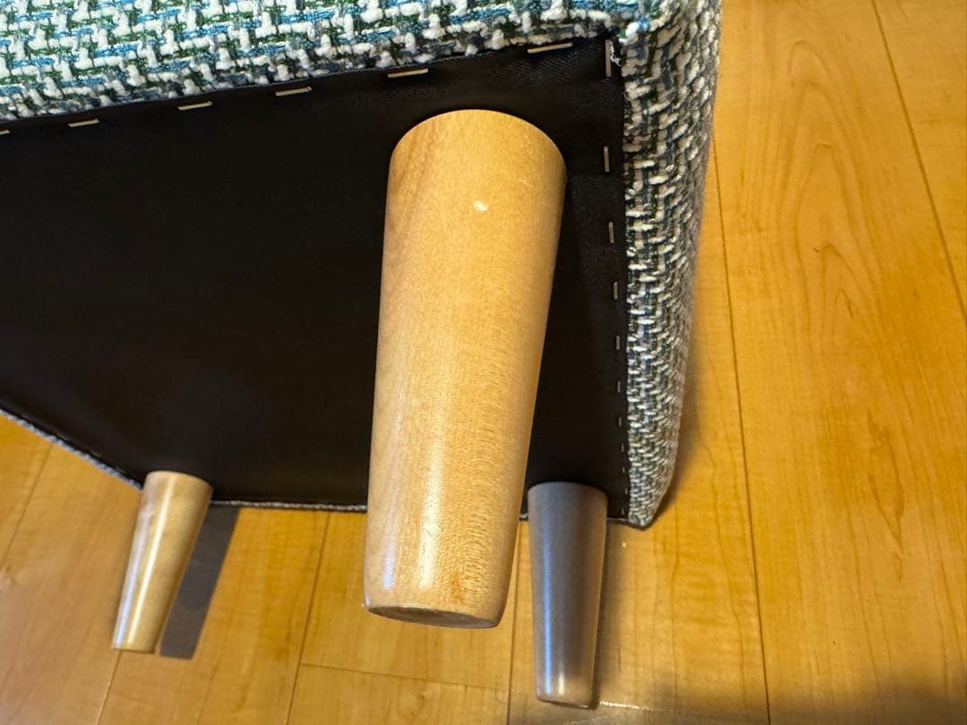 blocco ツイードオットマン 青と緑と白のツイード