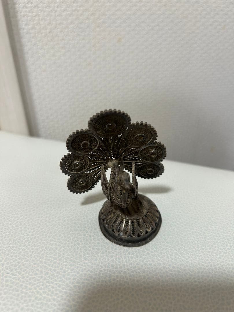 インド　ケララ州美術館購入孔雀型の銀細工 シルバーアンティーク