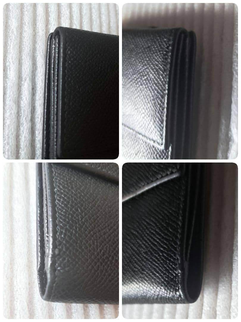 BVLGARI Wホックコンパクトウォレット 折り財布 ブラックレザー