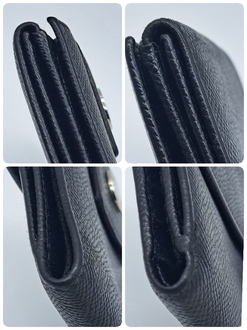 BVLGARI Wホックコンパクトウォレット 折り財布 ブラックレザー