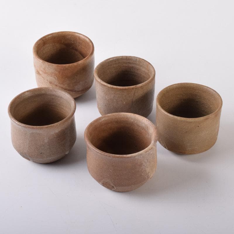 唐津焼　古唐津　絵唐津　酒盃　ぐい呑　在銘　五客　V　7250