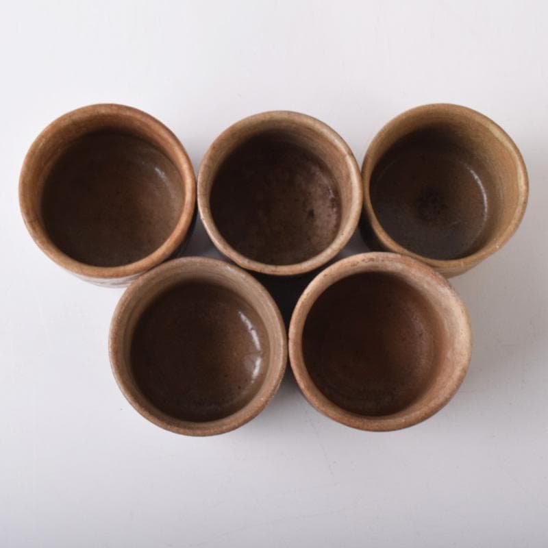 唐津焼　古唐津　絵唐津　酒盃　ぐい呑　在銘　五客　V　7250