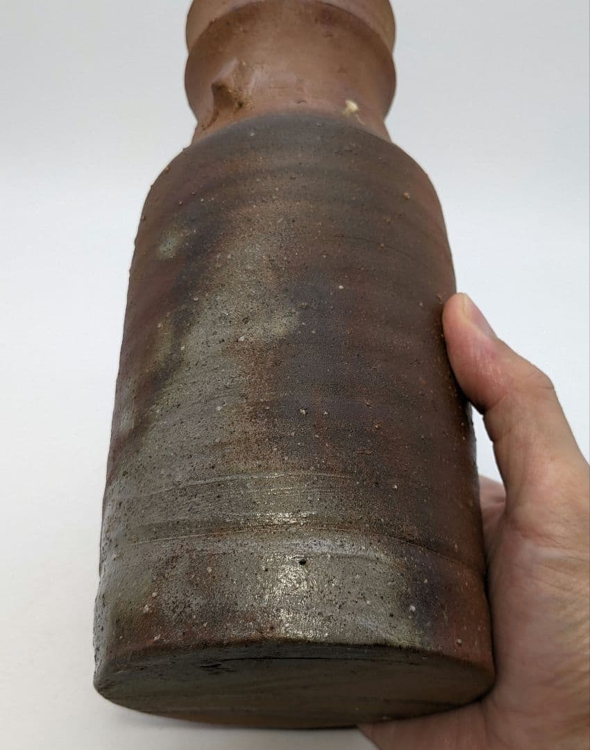 岡山県重要無形文化財 藤原建 備前焼 擂座花入 共箱 花器 フラワーベース 花瓶