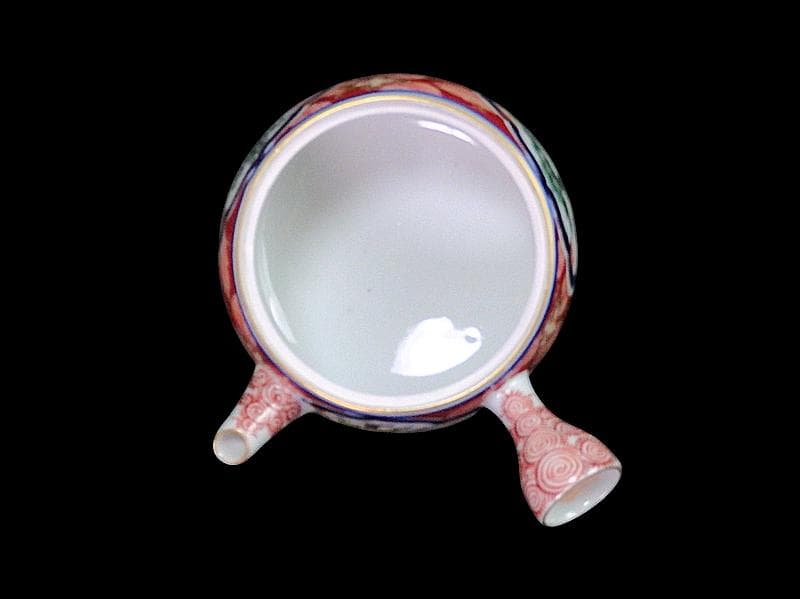 九谷　大聖寺伊万里　金襴手　窓絵　松竹梅の図　急須　F335AS-fbun