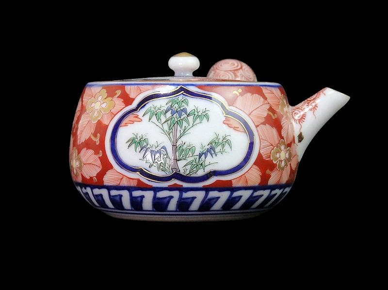 九谷　大聖寺伊万里　金襴手　窓絵　松竹梅の図　急須　F335AS-fbun