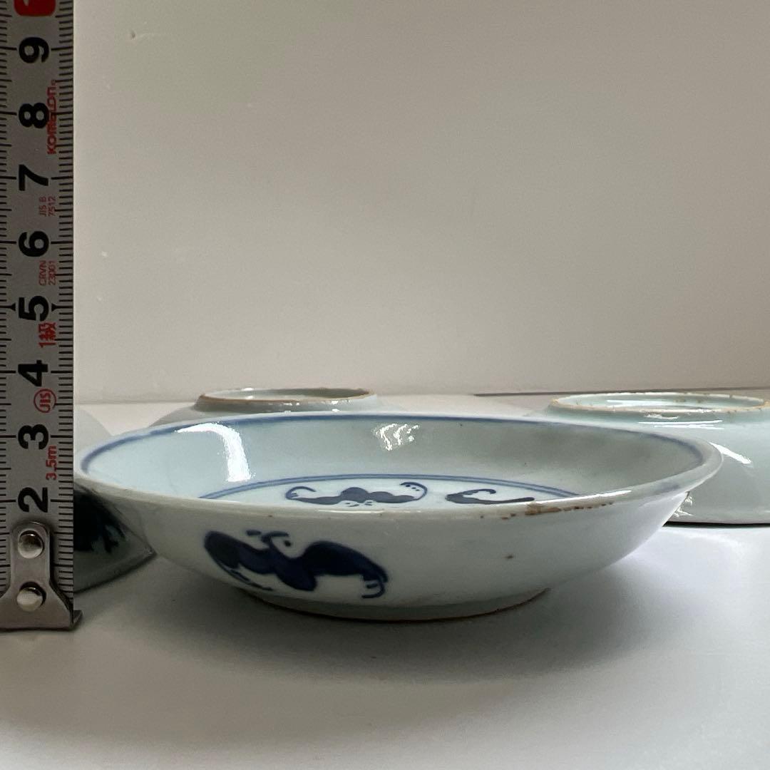 中国清時代　新渡青花中皿5枚　直径約11.5㎝　東Y7-0801⭐︎2Fトヒエ