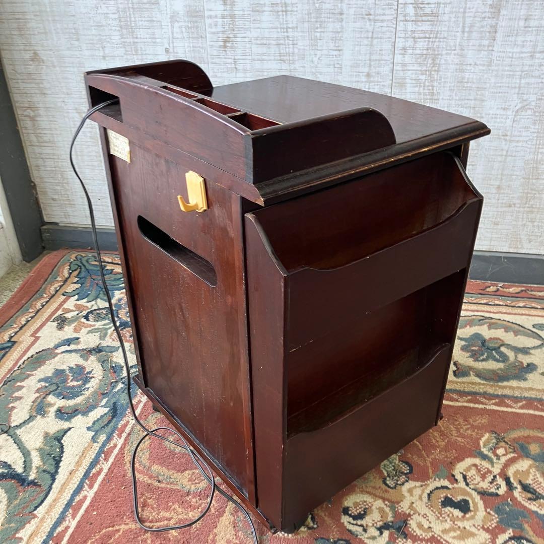 昭和レトロ 多数収納 木製 ナイトテーブル サイドテーブルワゴン キャスター付き