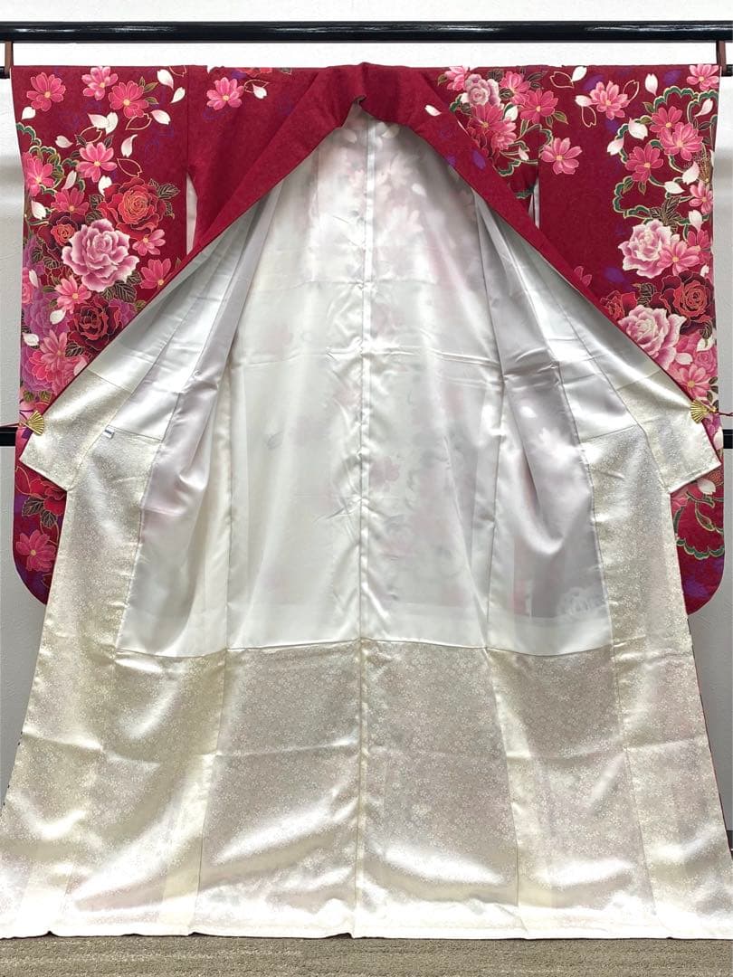 振袖 豪華 銀通し 刺繍 金彩 紋意匠 薔薇 洋花 身丈170cm 撥水加工済