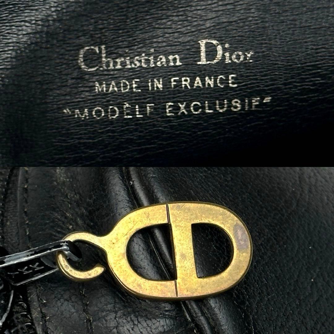 【美品】ディオール　ショルダーバッグ　トロッター　シルバー金具　レザー　ブラック