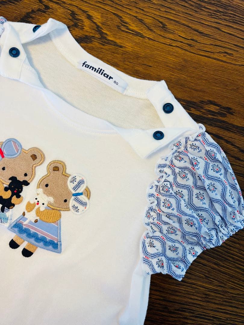 ファミリア 即完売　美品　ブルーリバティ　クマ　　テリア　Tシャツ　パフスリーブ