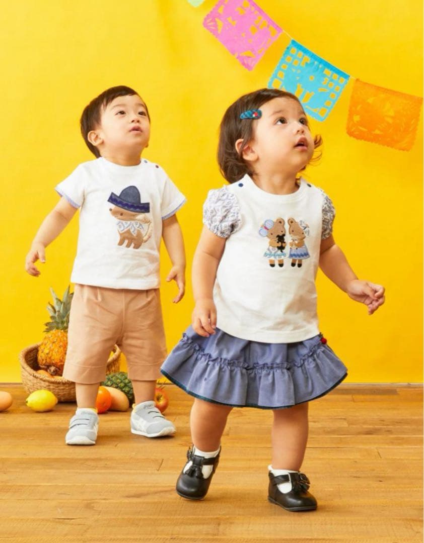 ファミリア 即完売　美品　ブルーリバティ　クマ　　テリア　Tシャツ　パフスリーブ