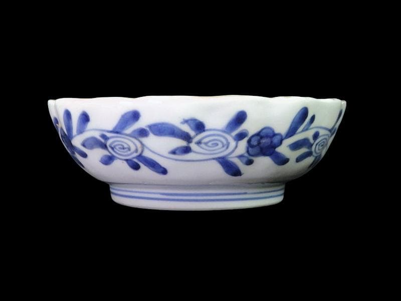 古伊万里　色絵 窓絵　藤に蝶　菊の図　膾皿　５客　C202AS-CWv