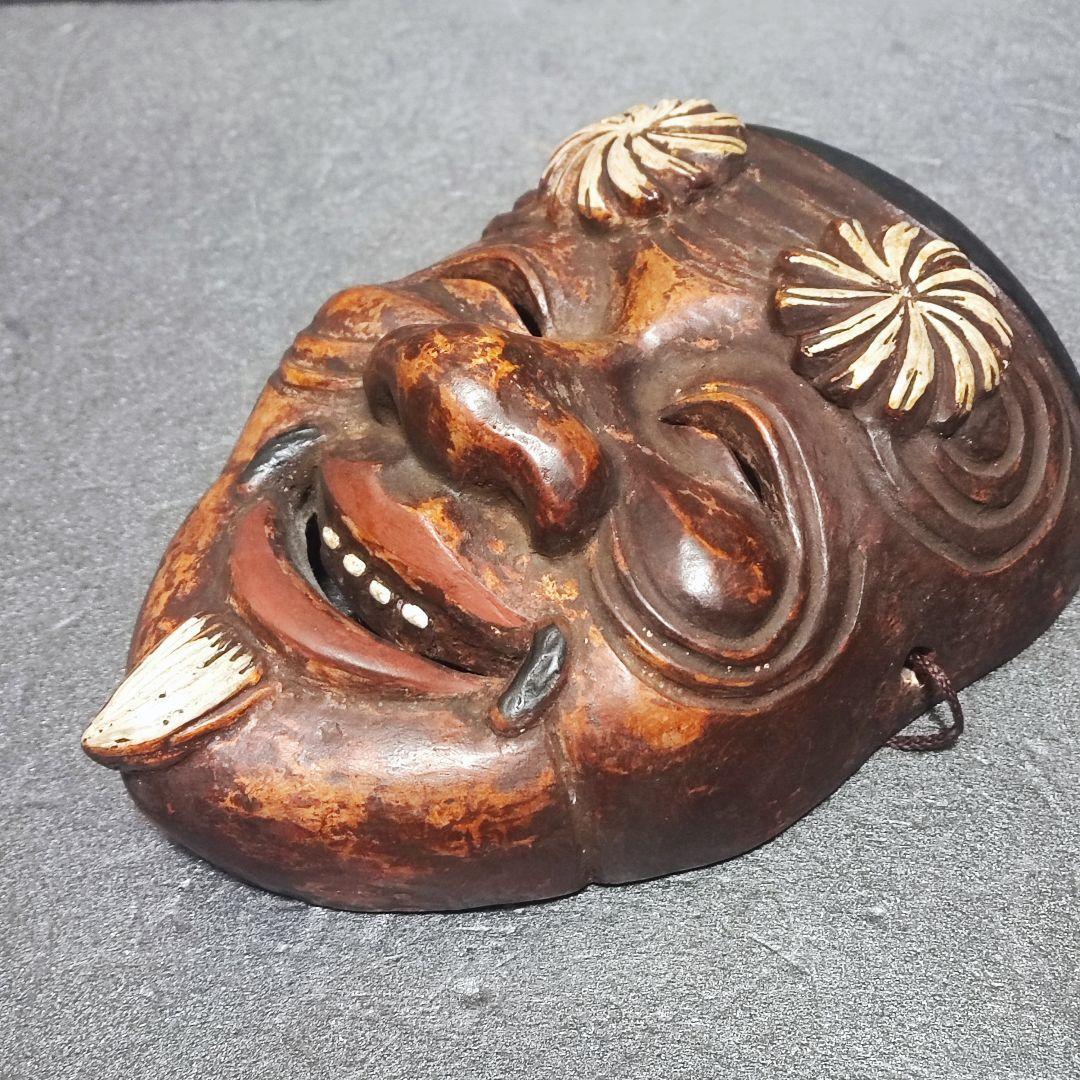 翁　お面　壁掛　陶器　能面　アンティーク骨董品　美品