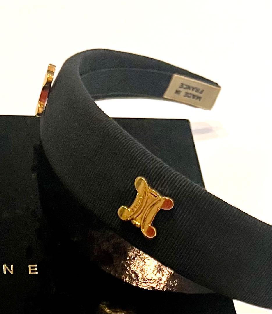 セリーヌ☆カチューシャ　トリオンフ　 ロゴ　リボン　ヘアバンド　ヴィンテージ黒