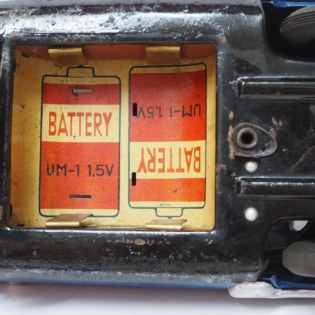 当時物【スーパービュイック青リペイント電動走行 動作不良】ブリキ自動車TIN箱無
